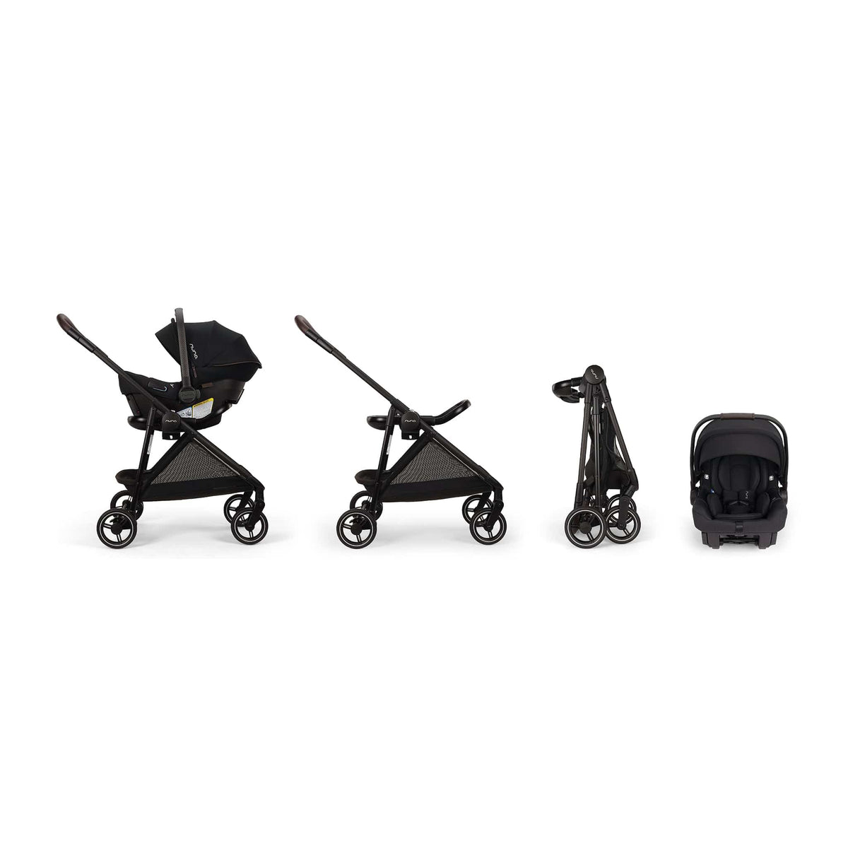 Nuna Flex Stroller Frame + PIPA urbn Baseless Infant Car Seat Travel System - Caviar