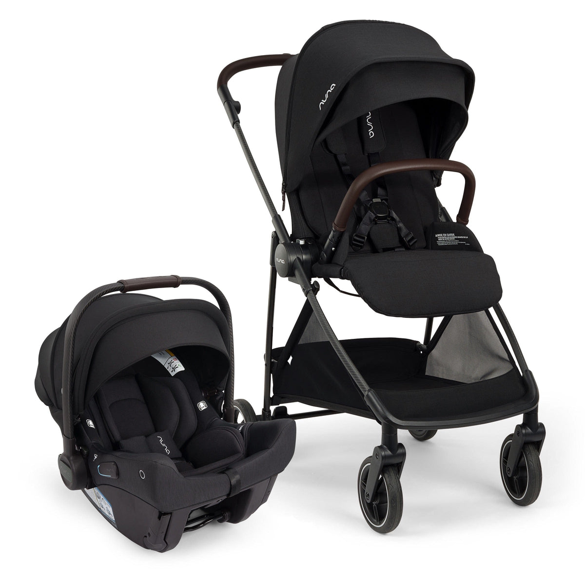 Nuna Flex Stroller + PIPA urbn Baseless Infant Car Seat Travel System Bundle - Caviar