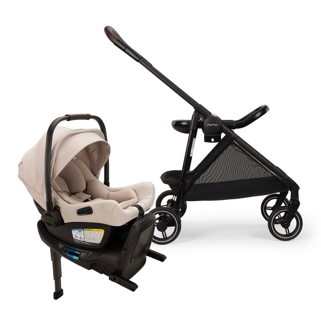 Nuna Flex System Frame + PIPA aire RX Stroller & Car Seat Travel System Bundle - Biscotti