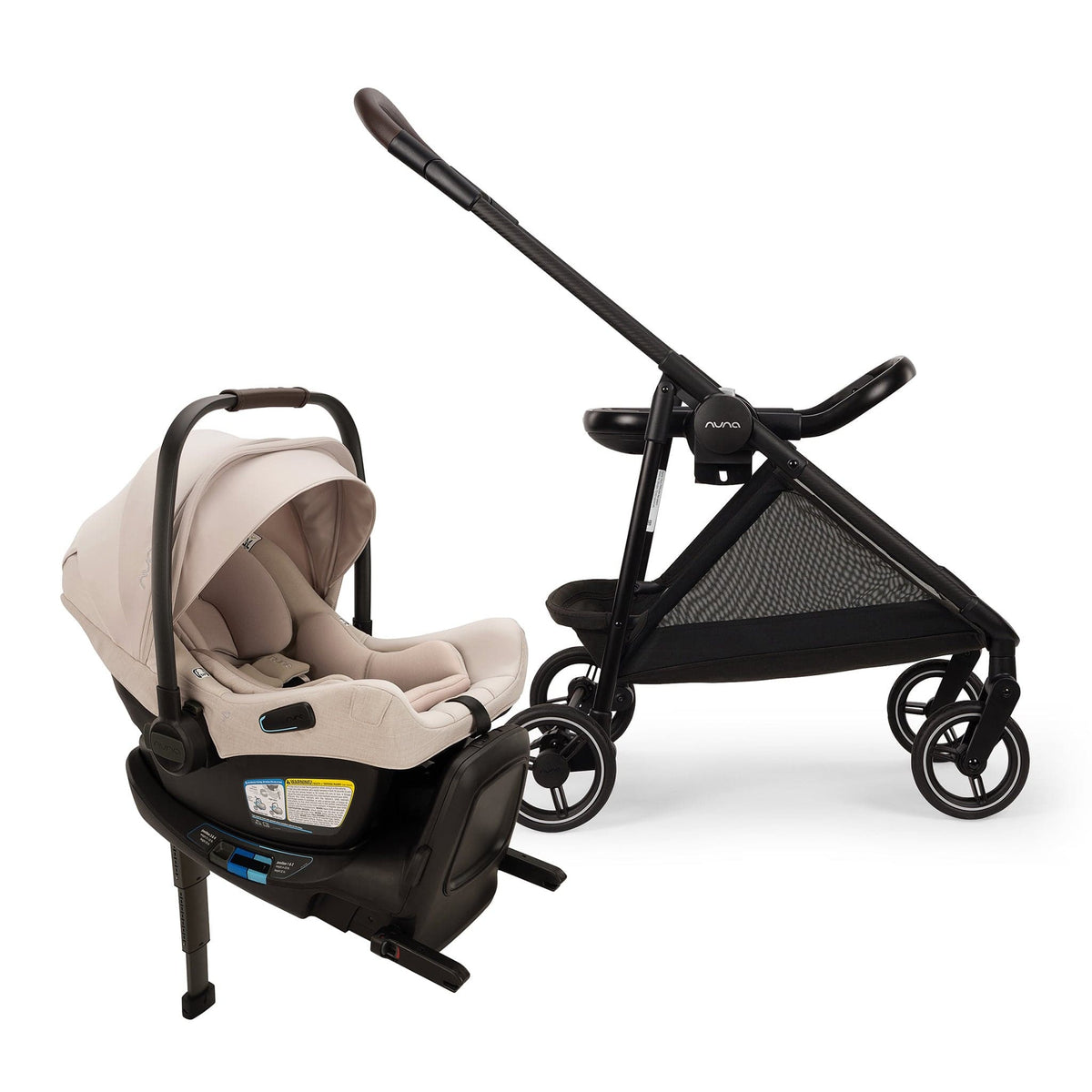 Nuna Flex System Frame + PIPA aire RX Stroller & Car Seat Travel System Bundle - Biscotti