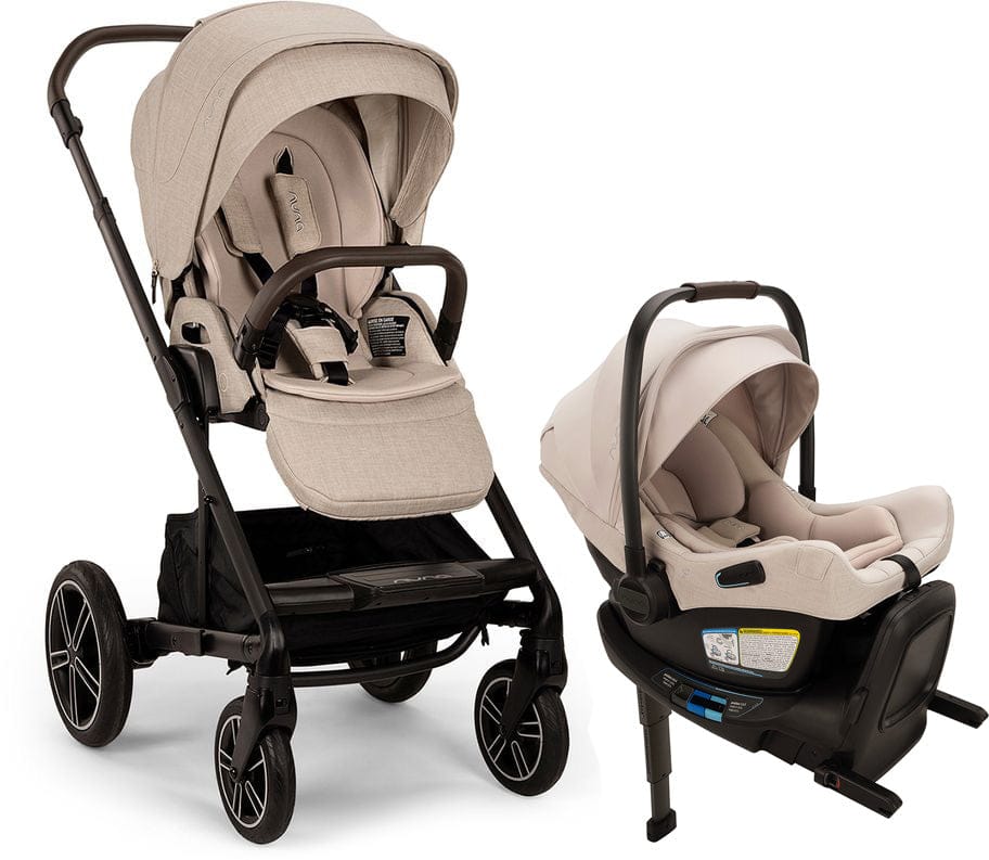 Nuna MIXX next with Magnetic Buckle + PIPA aire RX Stroller & Car Seat Travel System Bundle - Biscotti / Biscotti