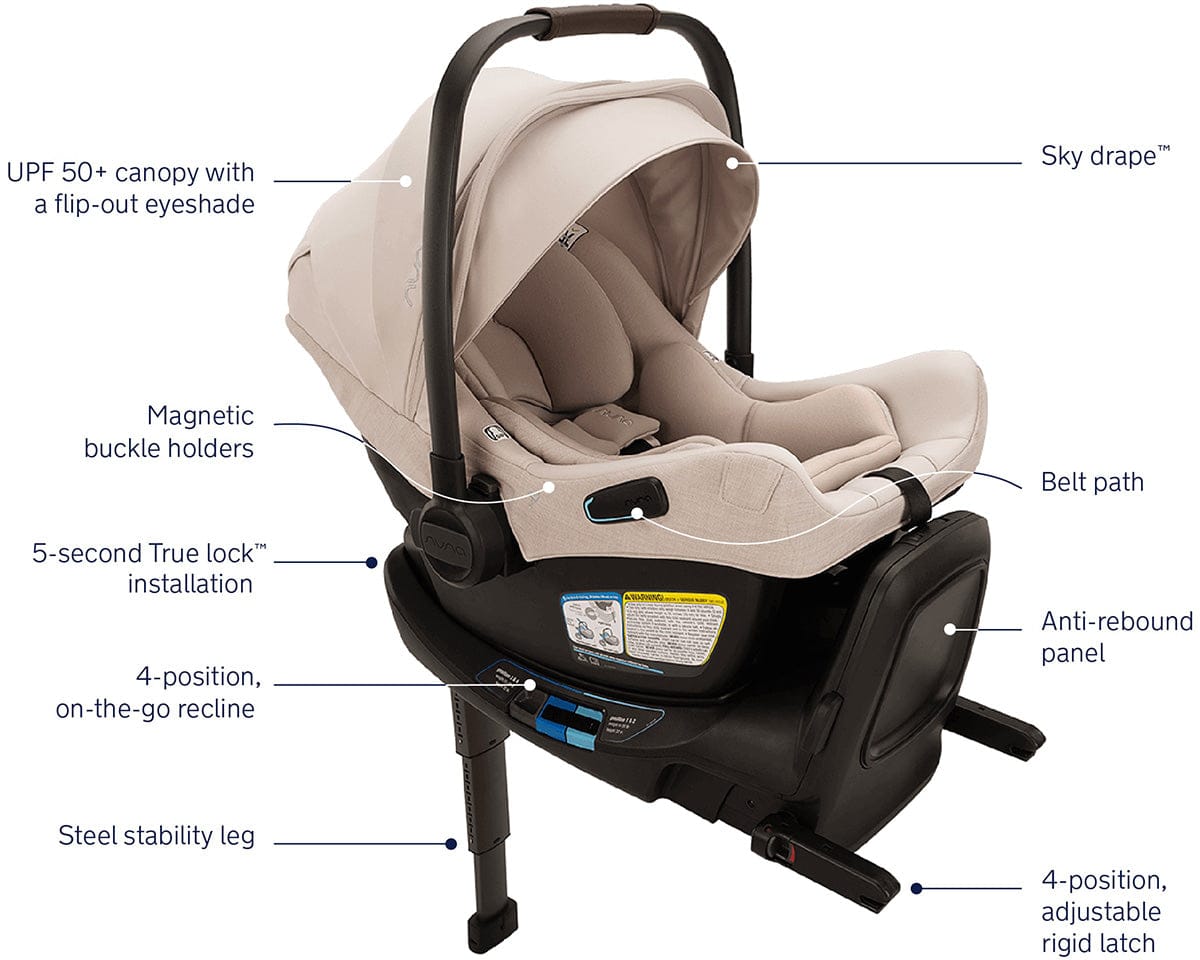 Nuna PIPA aire RX Infant Car Seat + PIPA RELX Base with Load Leg - Biscotti