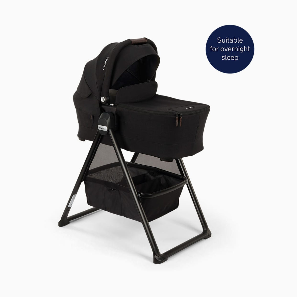 Nuna SWIV & TRIV Series Bassinet + Stand - Caviar / Chocolate