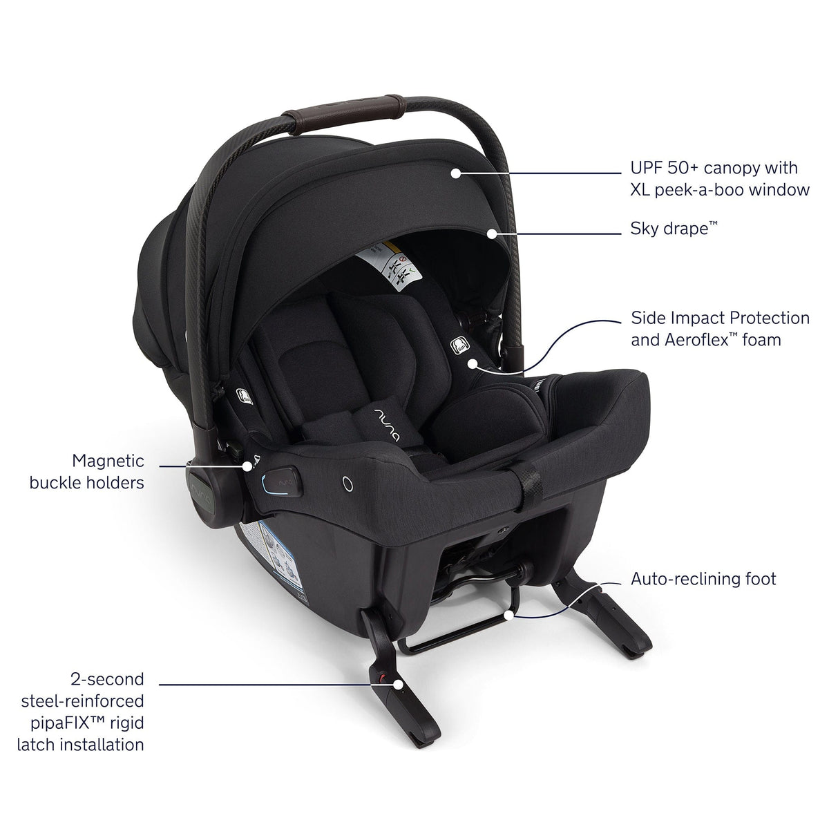 Nuna TRIV lx + PIPA urbn Baseless Infant Car Seat Stroller & Car Seat Travel System - Caviar