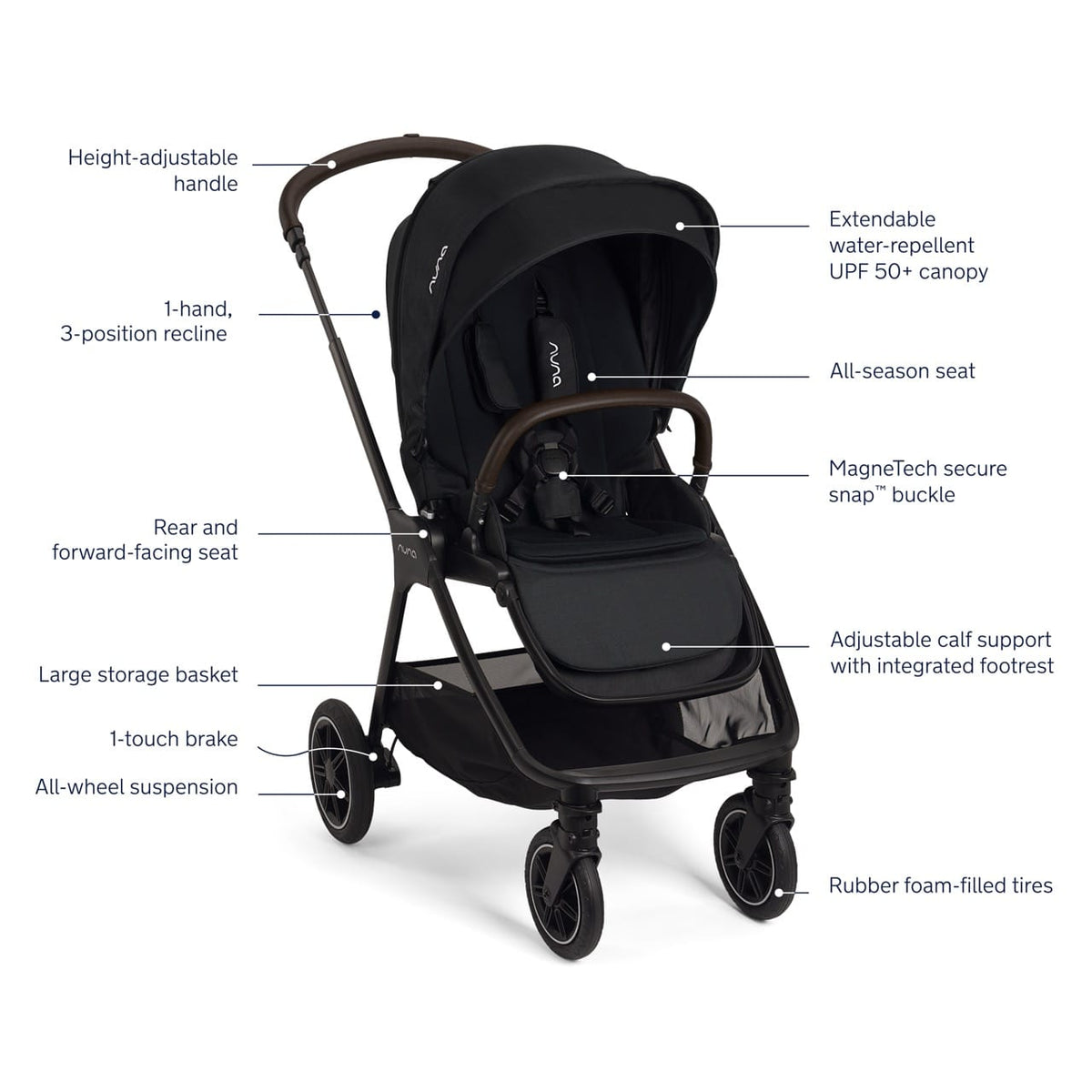 Nuna TRIV next Compact Stroller - Caviar / Chocolate