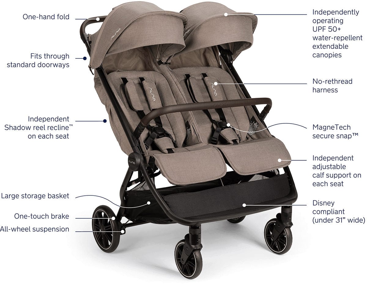 Nuna TRVL dubl + PIPA aire Stroller & Car Seat Travel System Bundle - Cedar