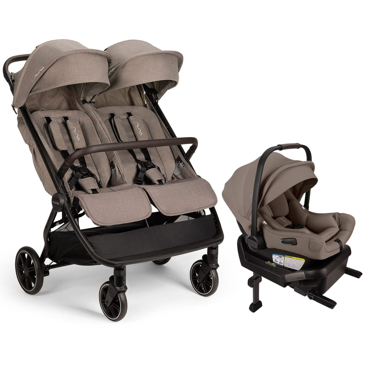 Nuna TRVL dubl + PIPA aire Stroller & Car Seat Travel System Bundle - Cedar