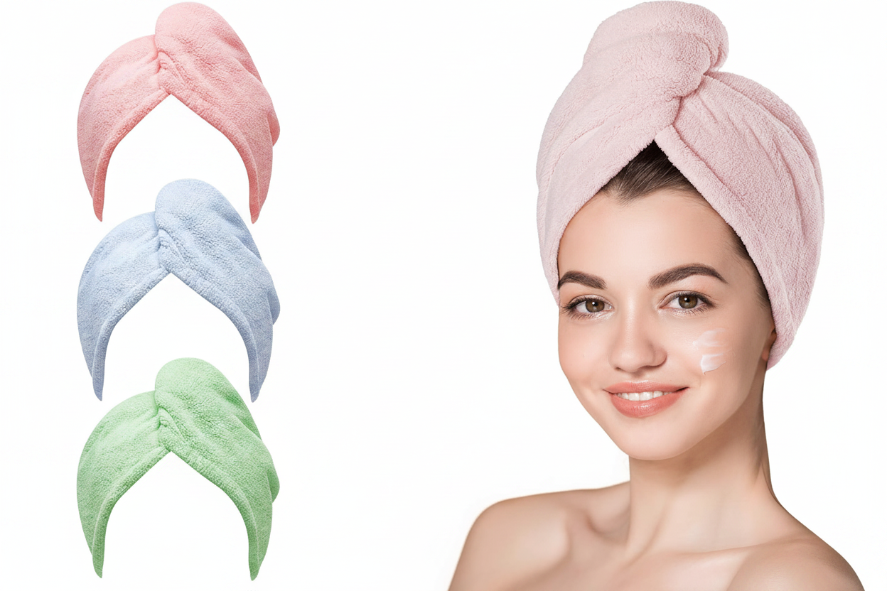 Microfiber Hair Towel Wrap for Women – 3 Pack