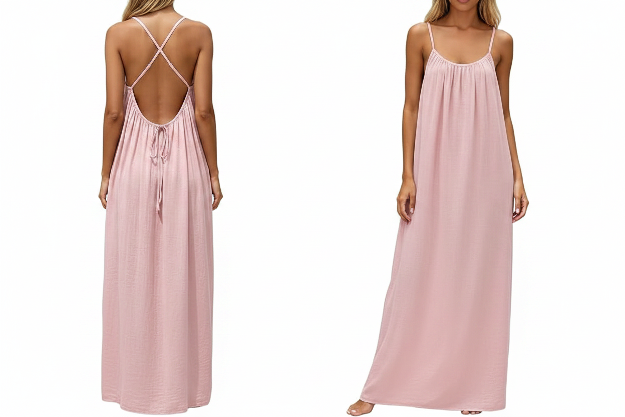 Women's Backless Sleeveless Cami Lounge Maxi Dress