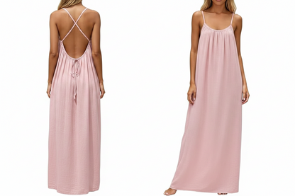 Women's Backless Sleeveless Cami Lounge Maxi Dress