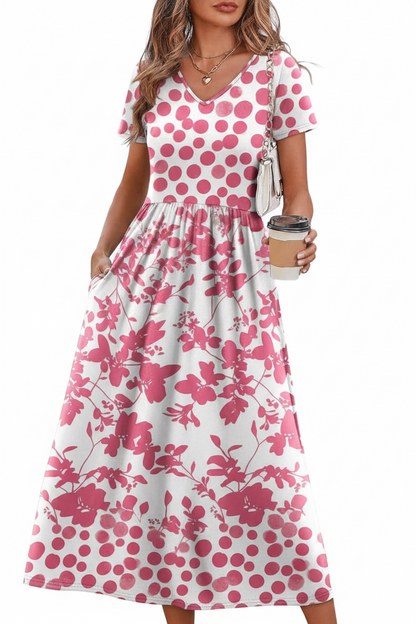 Women's Flowy A-Line Midi Sundress with Pockets