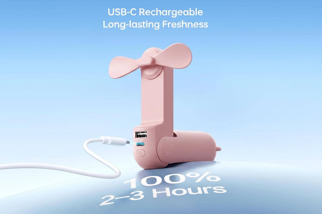 3-in-1 USB Rechargeable Handheld Mini Fan