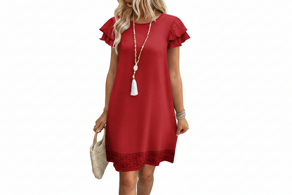 Women's Ruffle Sleeve Swing Sundress with Pockets