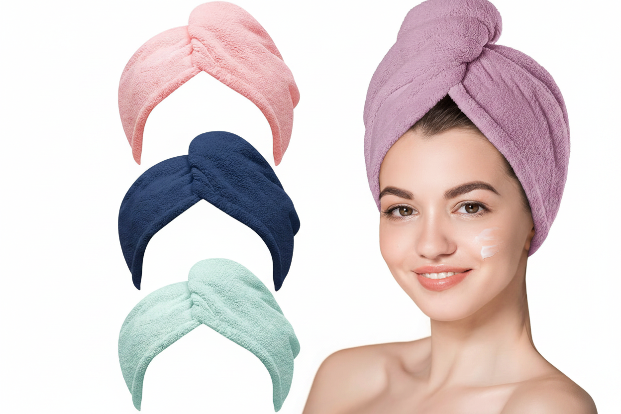 Microfiber Hair Towel Wrap for Women – 3 Pack
