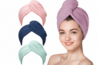 Microfiber Hair Towel Wrap for Women – 3 Pack