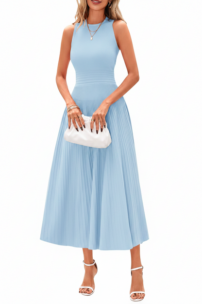Women's Sleeveless Pleated A-Line Midi Dress