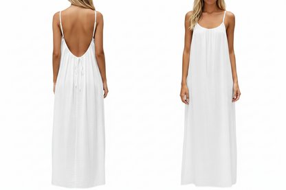 Women's Backless Sleeveless Cami Lounge Maxi Dress
