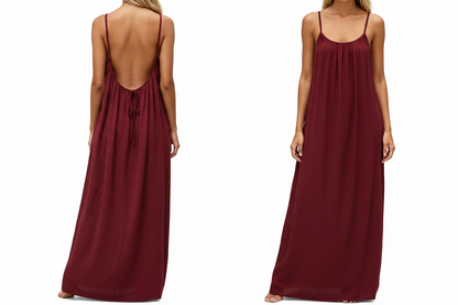 Women's Backless Sleeveless Cami Lounge Maxi Dress
